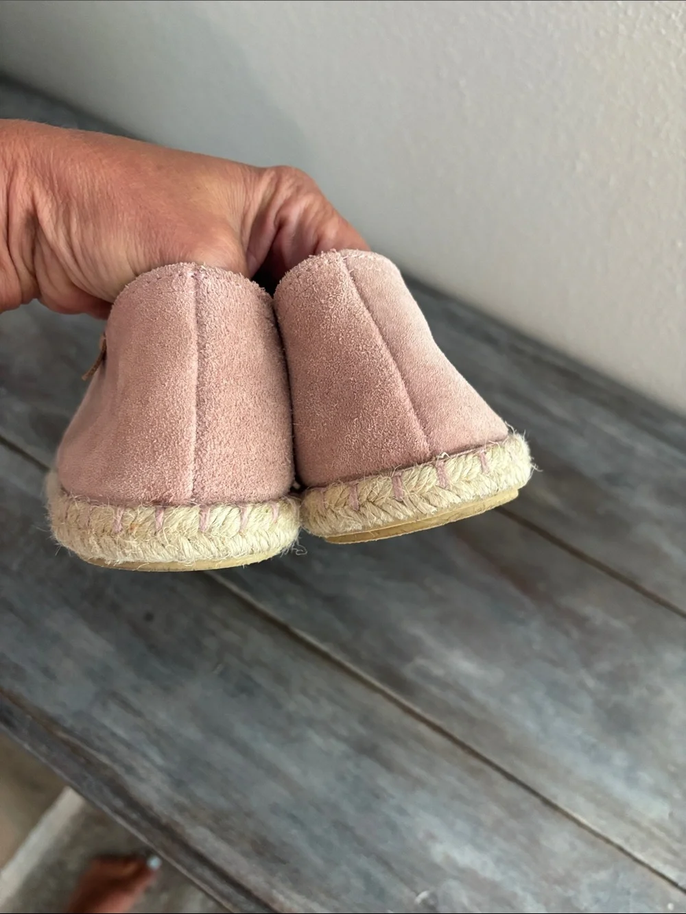 Verbenas Cruz Pink Suede Peep Toe Espadrille Flats Made in Spain Size 40 EU 9 US